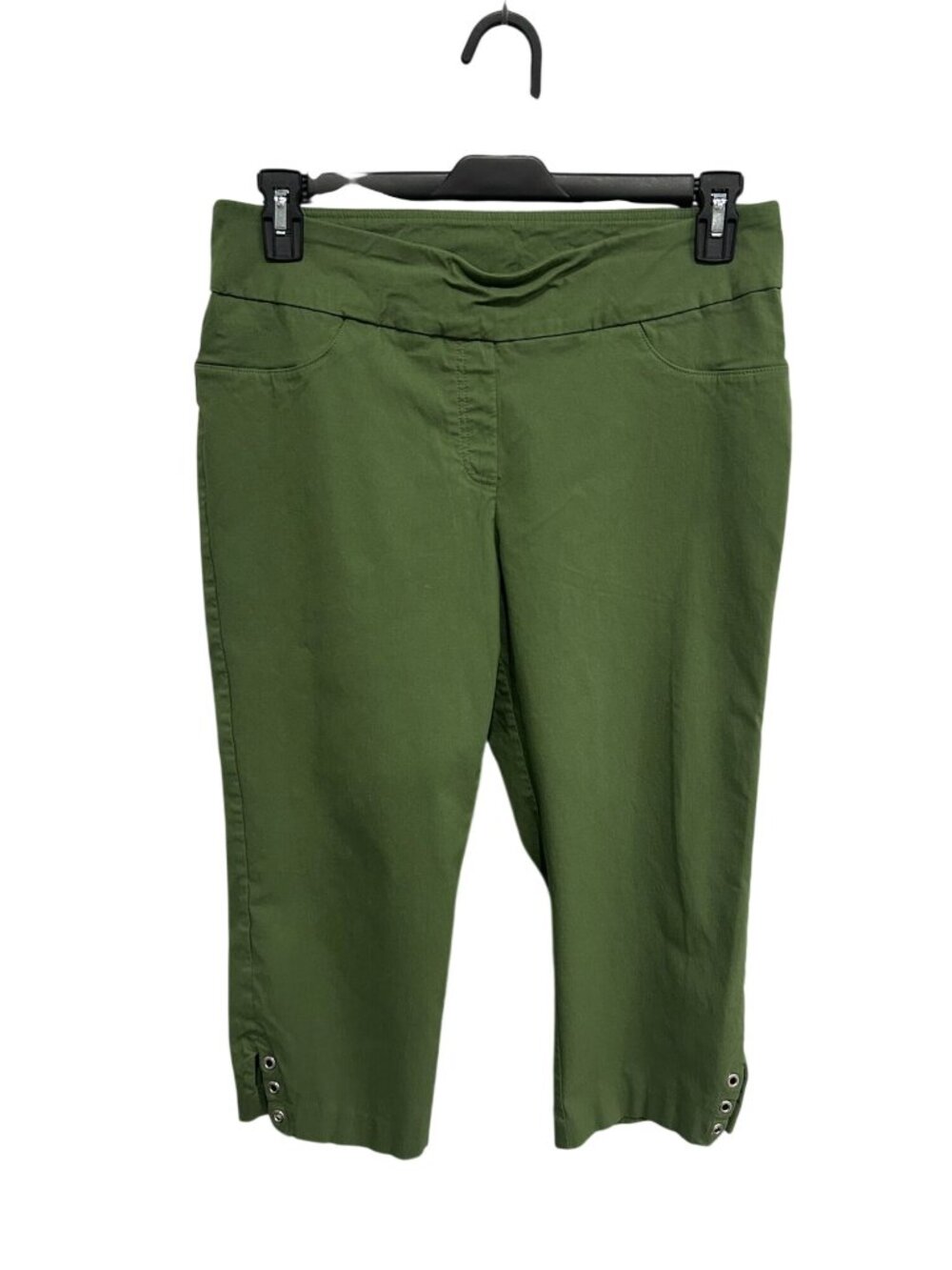 Hearts Of Palm 16 Green Capri Pants Elastic Waist Grommet Accent Naturecore Boho